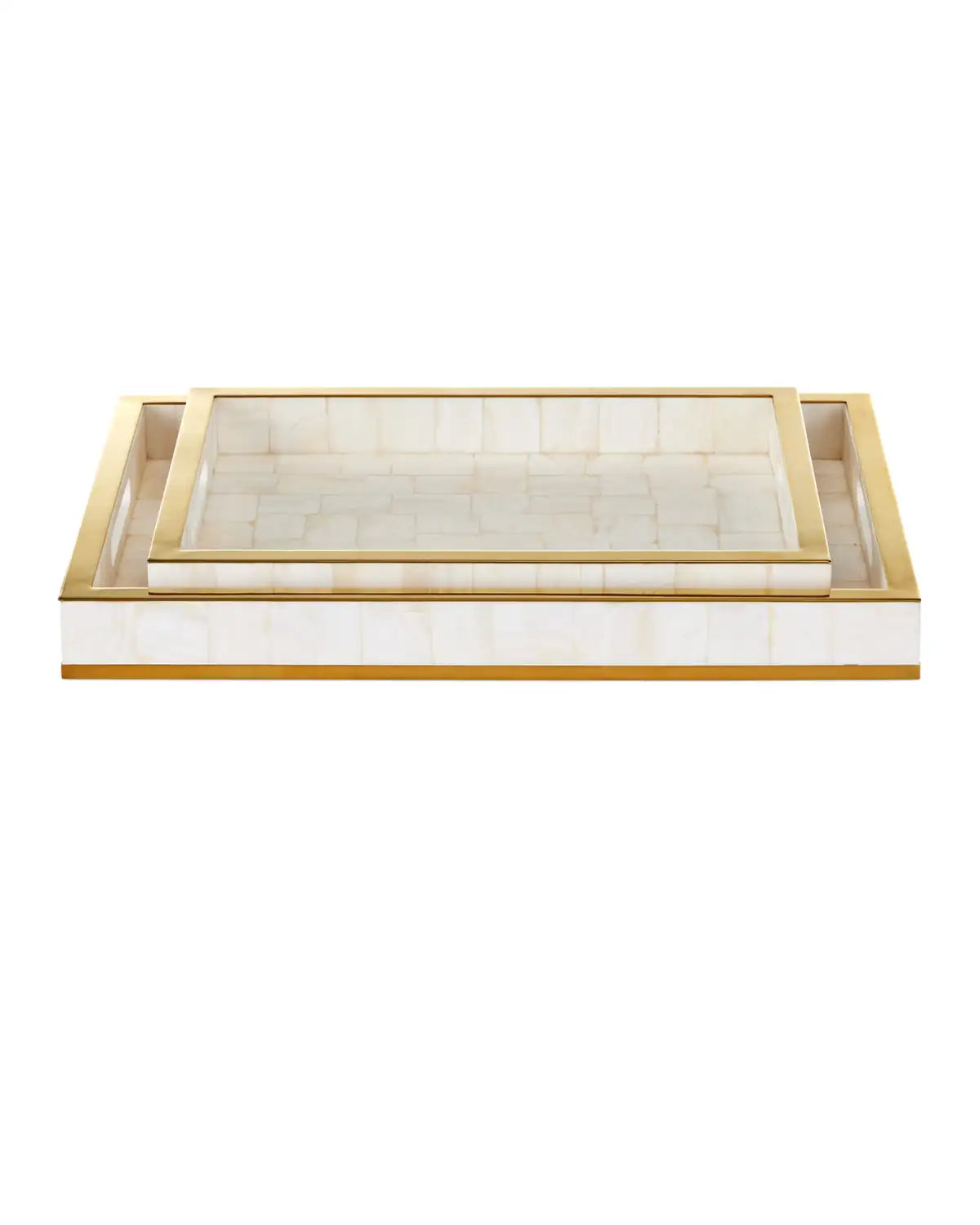 CURREY & COMPANY CASEY MOTHER OF PEARL TRAY SET OF 2 - Decorative Accents