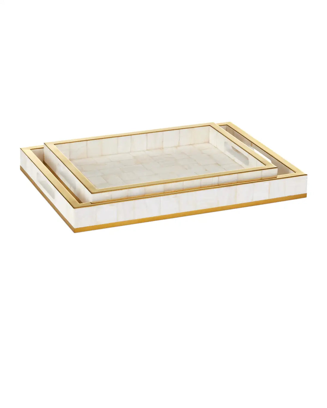 CURREY & COMPANY CASEY MOTHER OF PEARL TRAY SET OF 2 - Decorative Accents