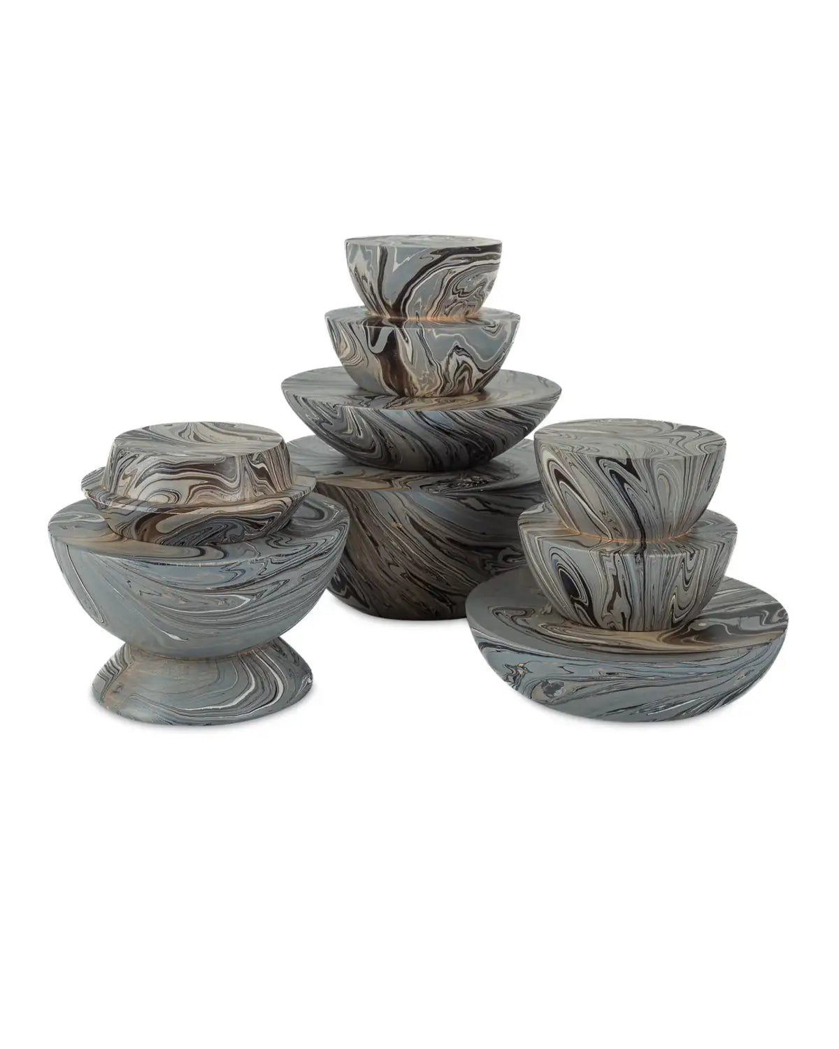 CURREY & COMPANY MARBLEIZED STACKING BOX SET OF 3 - Decorative Accents