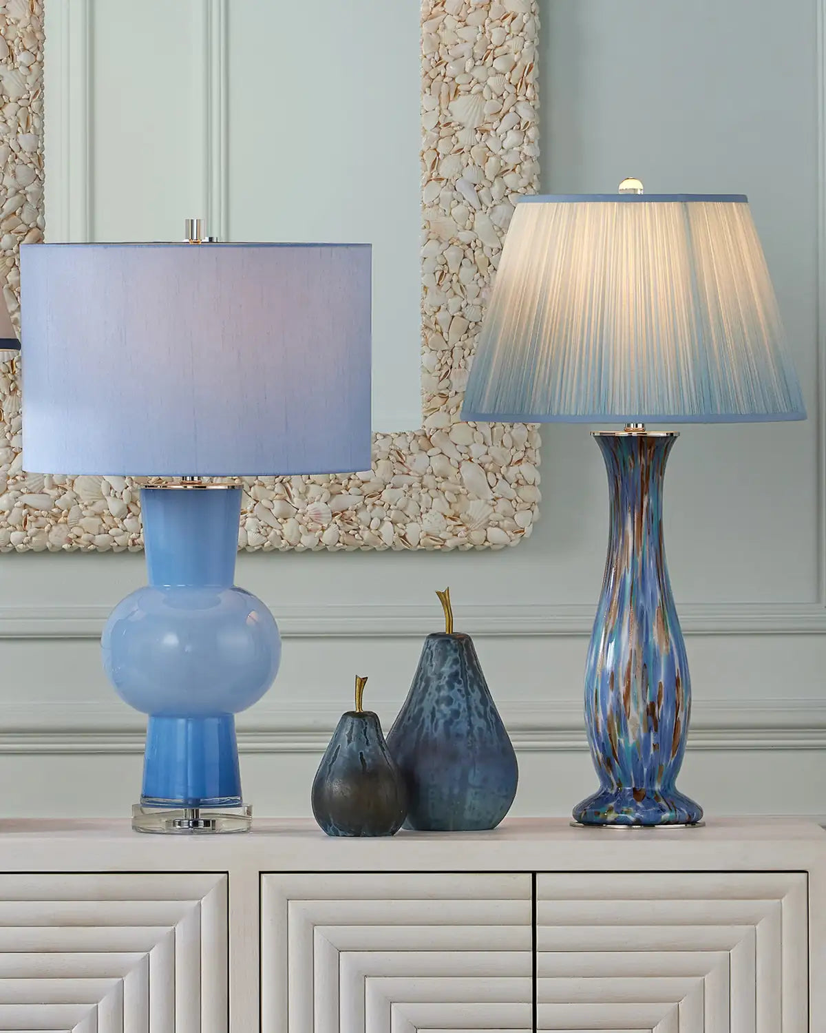 CURREY & COMPANY GLASS BLUE PEAR SET OF 2 - Decorative Accents