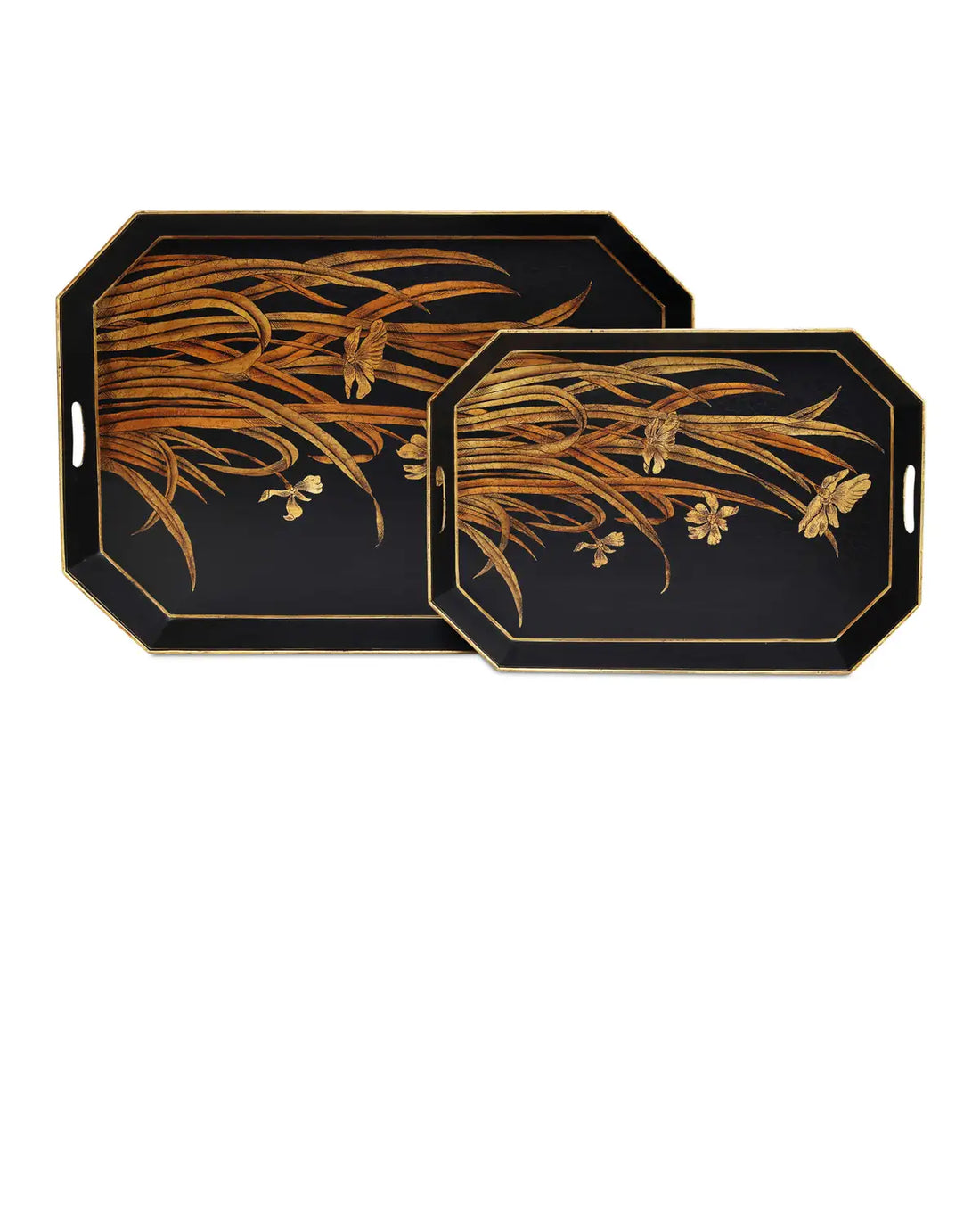 CURREY & COMPANY GLASSHOUSE TOLE TRAY SET OF 2 - Decorative Accents