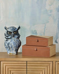 CURREY & COMPANY LEATHER & RAFFIA BOX SET OF 2 - Decorative Accents