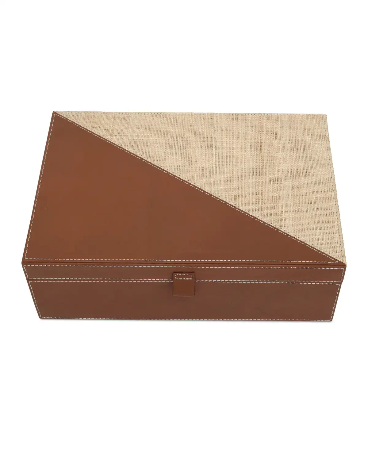 CURREY & COMPANY LEATHER & RAFFIA BOX SET OF 2 - Decorative Accents