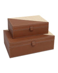 CURREY & COMPANY LEATHER & RAFFIA BOX SET OF 2 - Decorative Accents