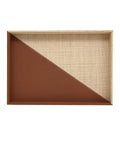 CURREY & COMPANY LEATHER & RAFFIA TRAY SET OF 2 - Decorative Accents