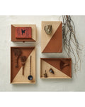 CURREY & COMPANY LEATHER & RAFFIA TRAY SET OF 2 - Decorative Accents