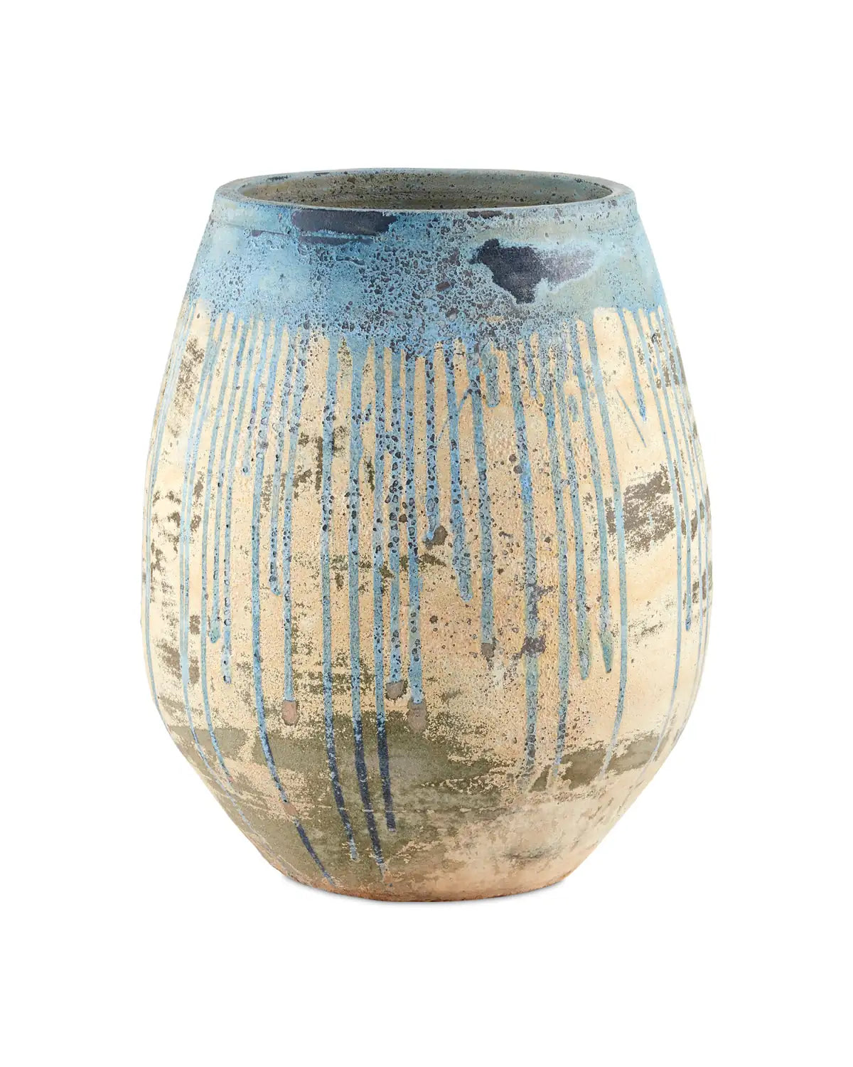 CURREY & COMPANY SICILIA ANTIQUE BLUE DRIP PLANTER - Decorative Accents