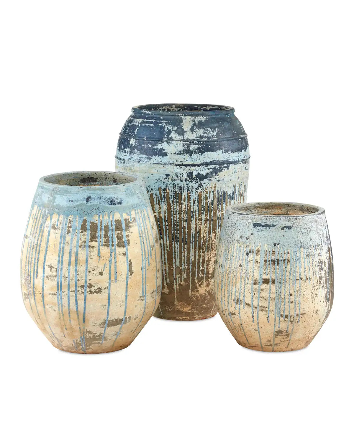 CURREY & COMPANY CATANIA ANTIQUE BLUE DRIP PLANTER - Decorative Accents