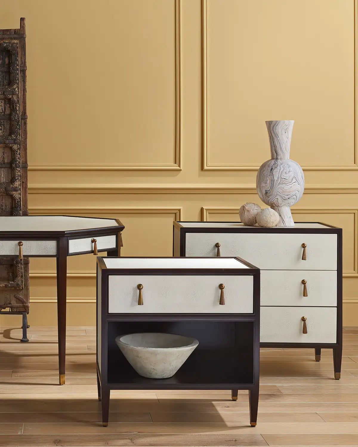 CURREY & COMPANY, EVIE SHAGREEN CHEST, NIGHTSTANDS