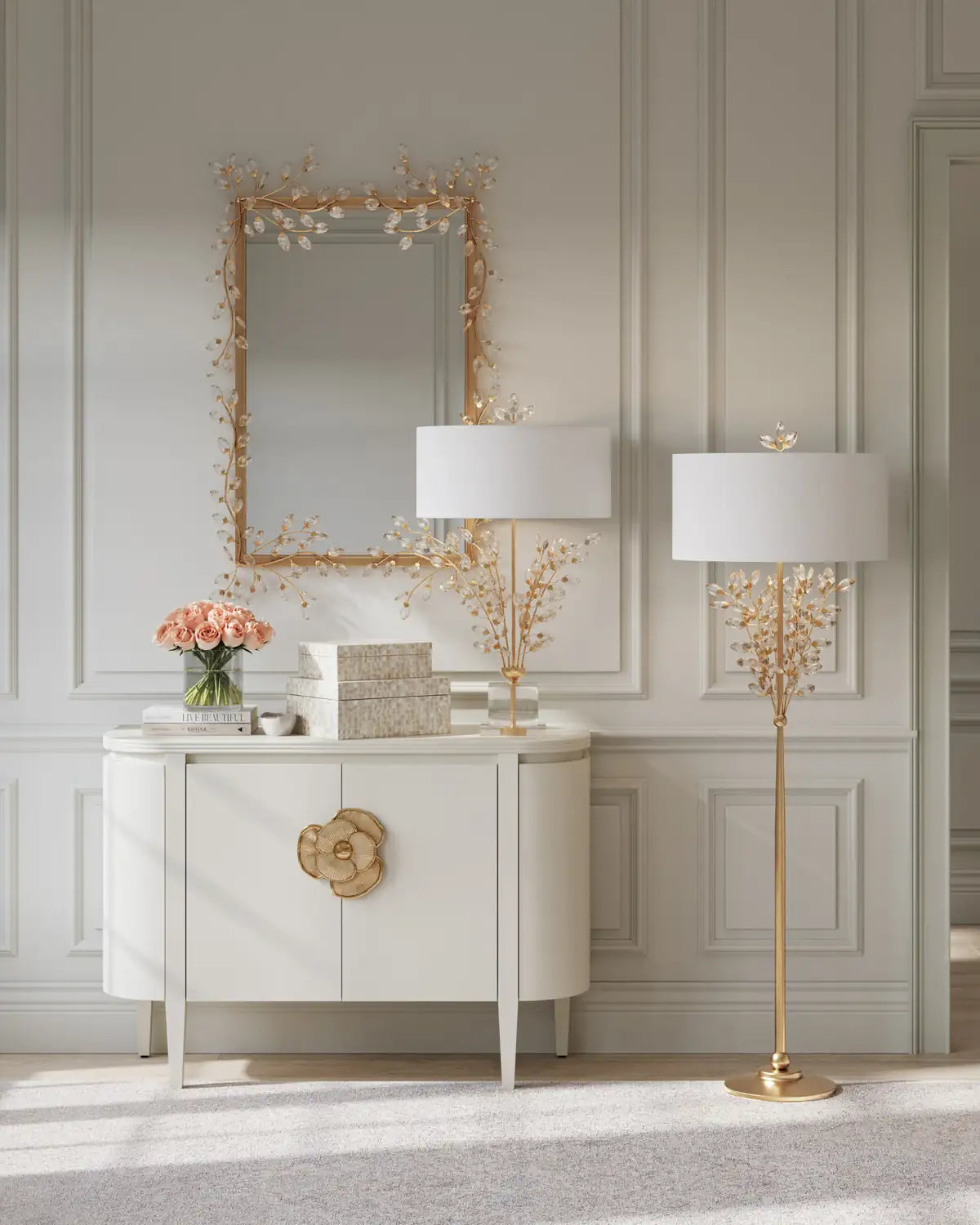 CURREY & COMPANY BRIALLEN DEMI-LUNE CABINET - Cabinets & Bar