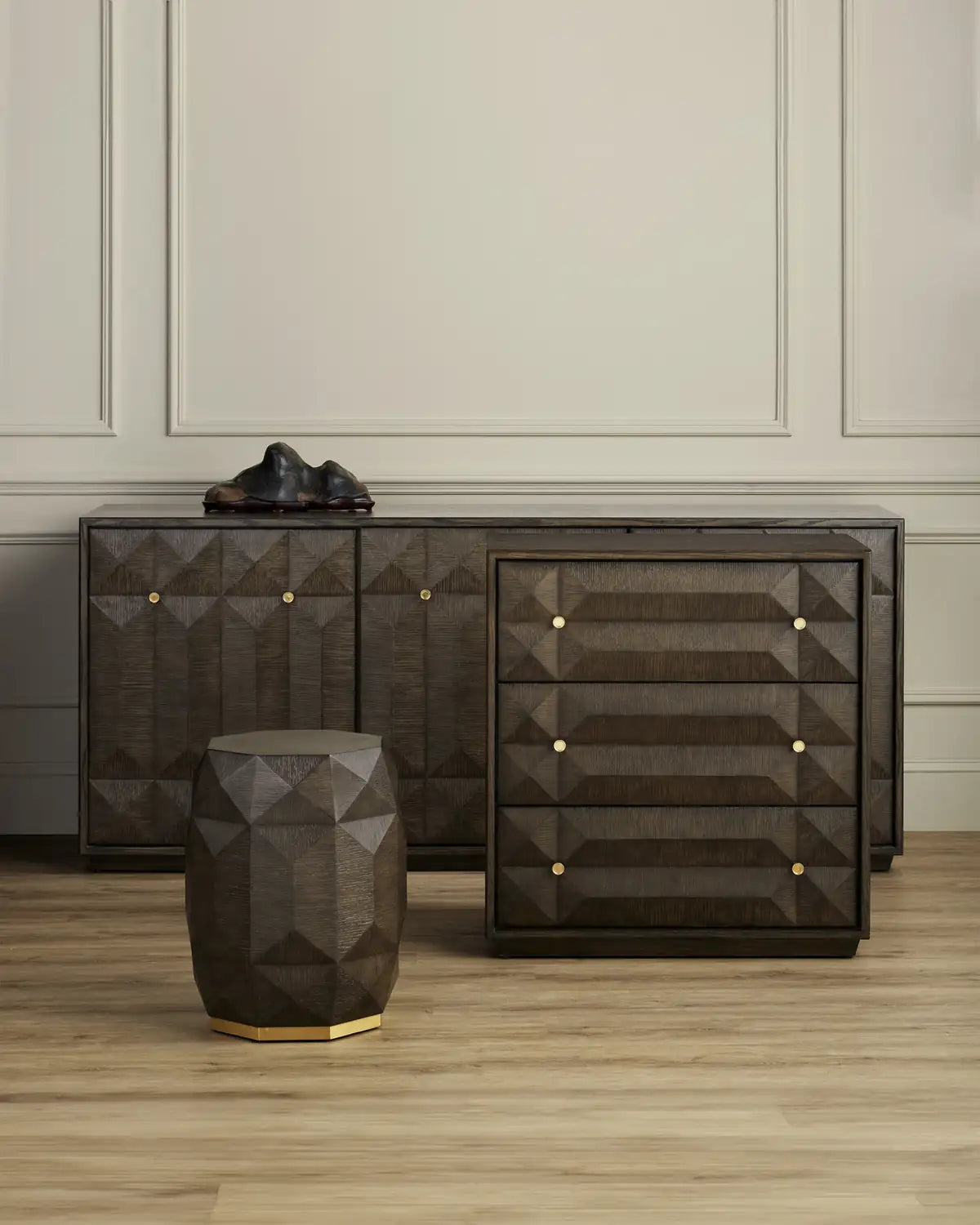 CURREY & COMPANY KENDALL DOVE GRAY CREDENZA - Cabinets & Bar