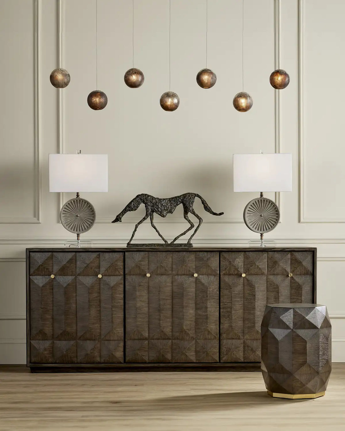 CURREY & COMPANY KENDALL DOVE GRAY CREDENZA - Cabinets & Bar