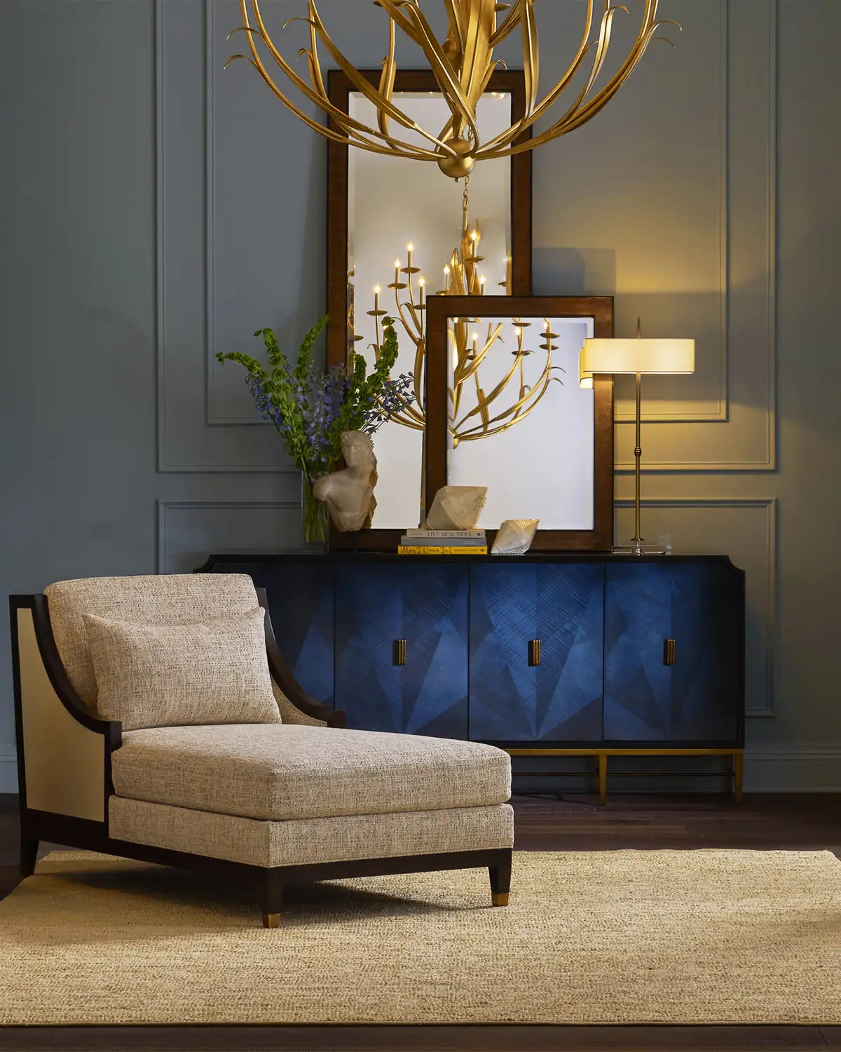CURREY & COMPANY KALLISTA BLUE CREDENZA - Cabinets & Bar