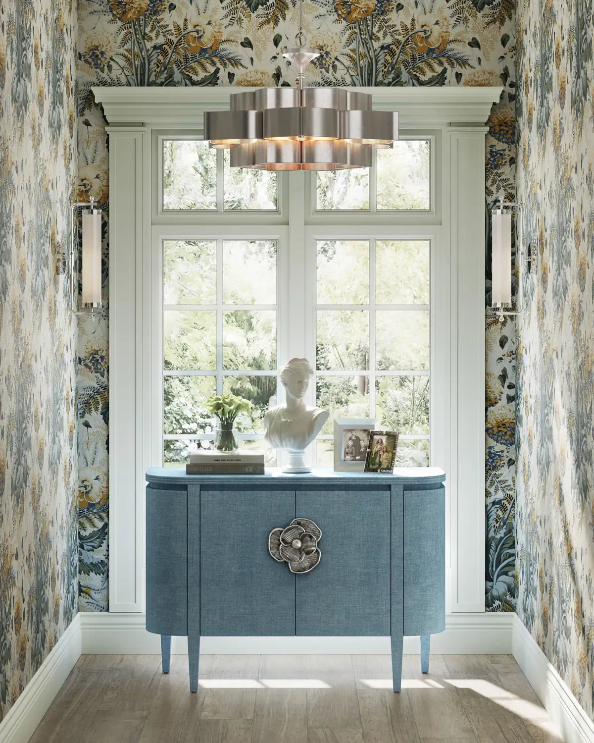 CURREY & COMPANY BRIALLEN BLUE DEMI-LUNE CABINET - Cabinets & Bar