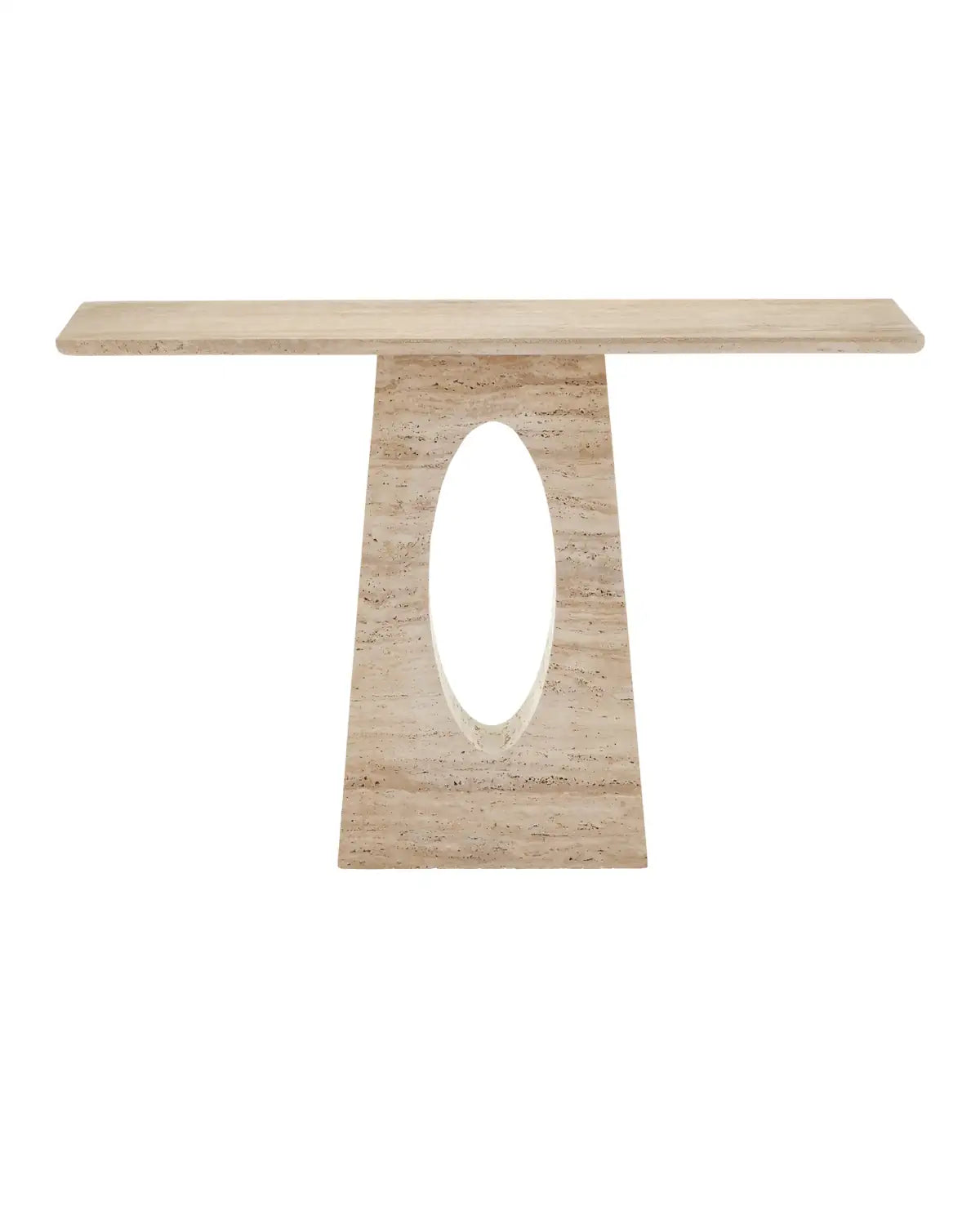 CURREY & COMPANY DEMI TRAVERTINE CONSOLE TABLE - Dining Tables