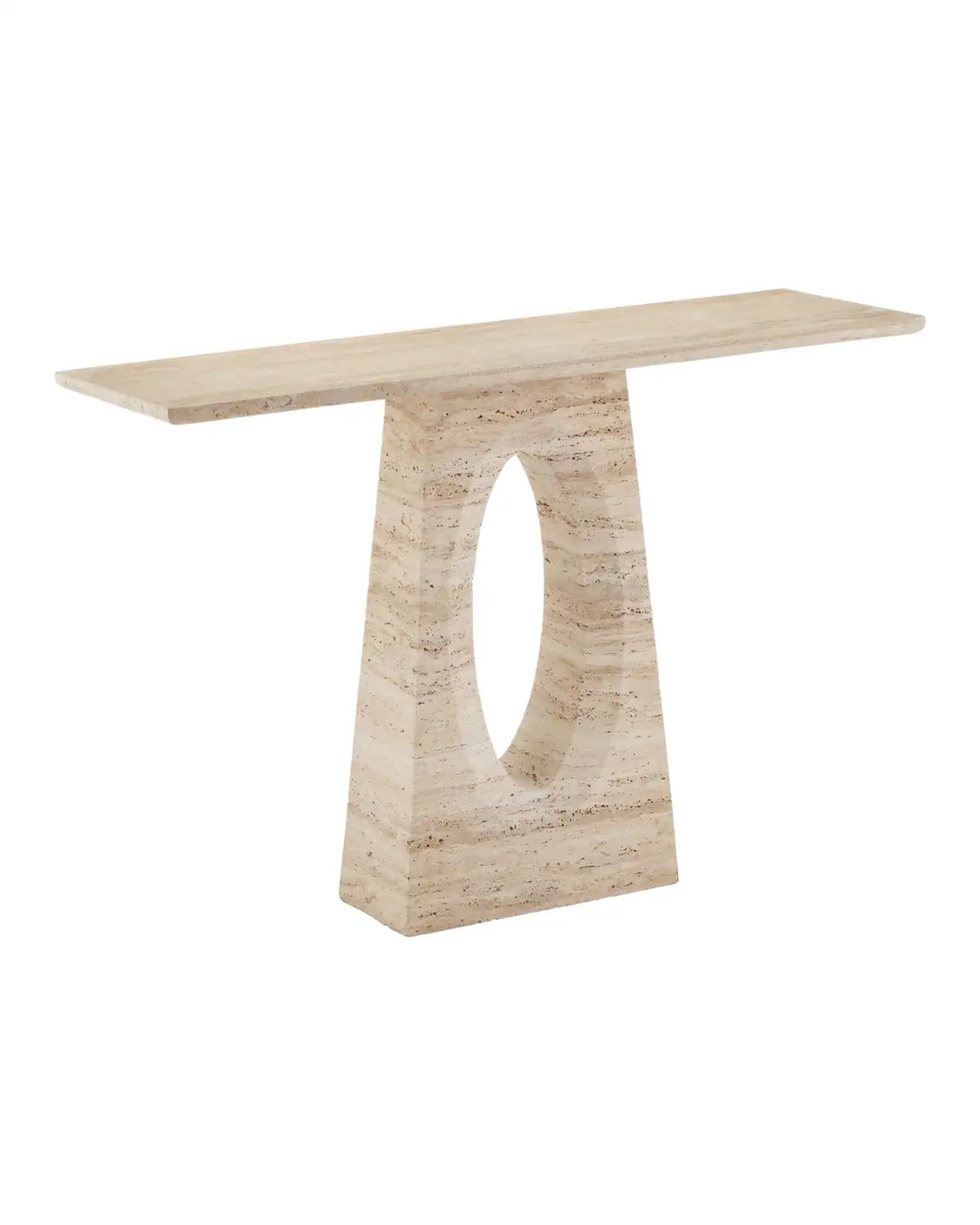 CURREY & COMPANY DEMI TRAVERTINE CONSOLE TABLE - Dining Tables