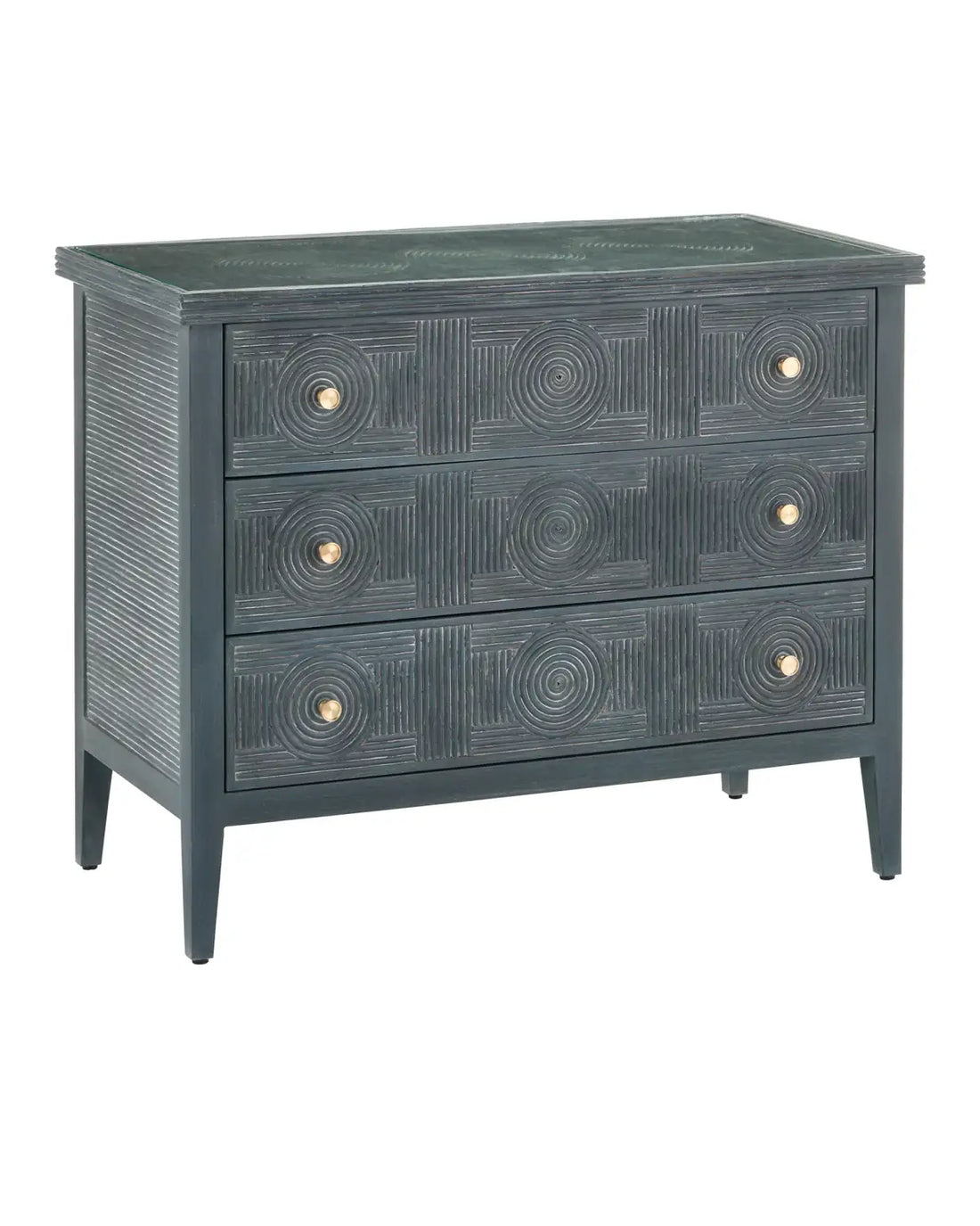 CURREY & COMPANY, SANTOS VINTAGE NAVY CHEST, NIGHTSTANDS