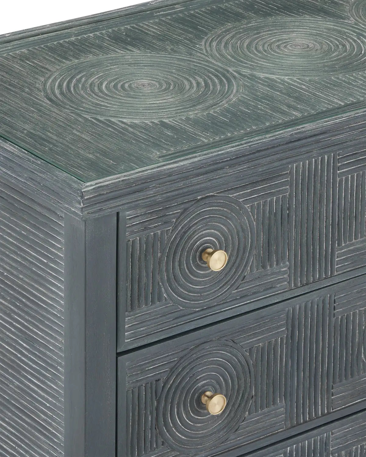 CURREY & COMPANY, SANTOS VINTAGE NAVY CHEST, NIGHTSTANDS