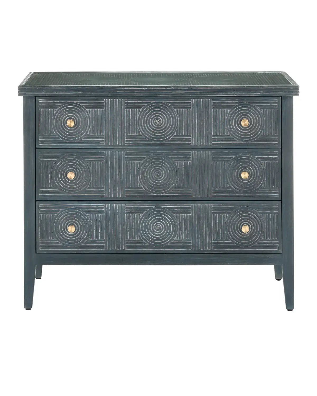 CURREY & COMPANY, SANTOS VINTAGE NAVY CHEST, NIGHTSTANDS