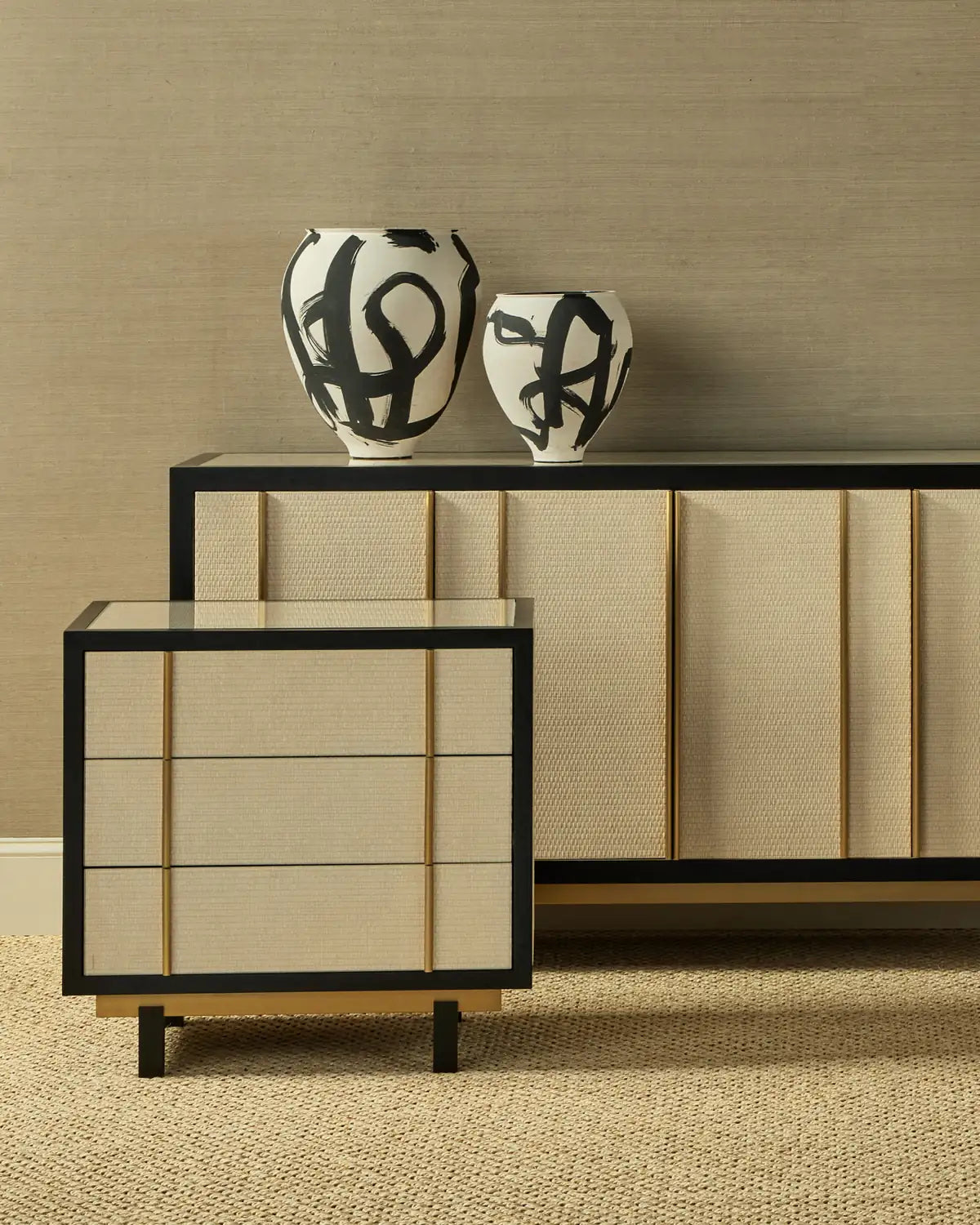 CURREY & COMPANY, DEANNA RAFFIA NIGHTSTAND, NIGHTSTANDS