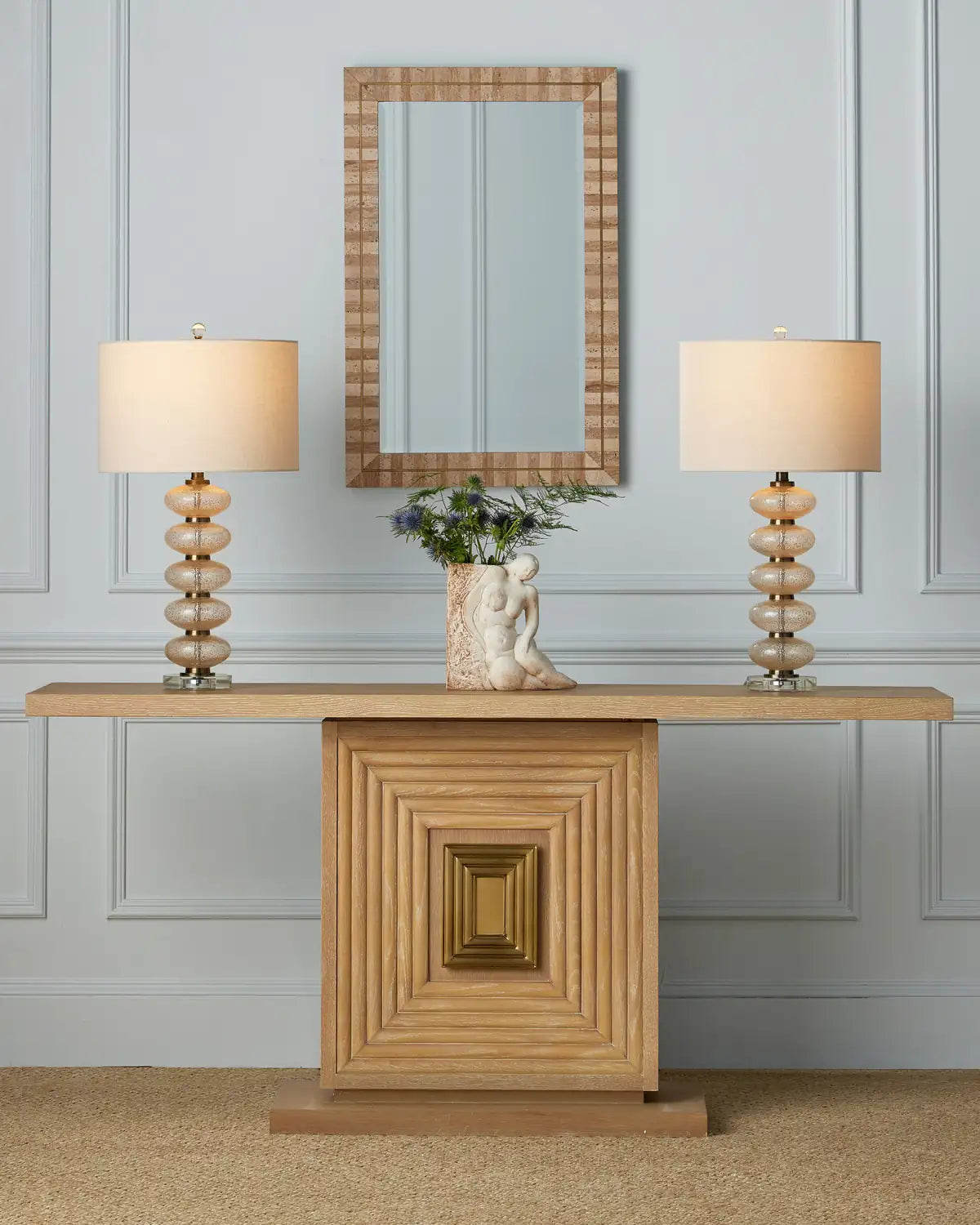CURREY & COMPANY MOROMBE WASHED OAK CONSOLE TABLE - Dining Tables