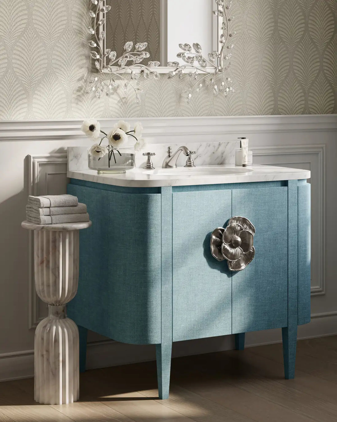 CURREY & COMPANY PASSEMENTERIE MARBLE DRINKS TABLE - Dining Tables