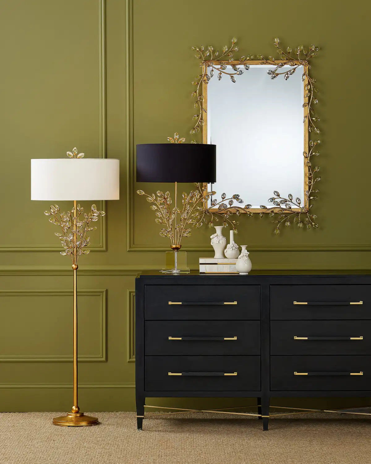 CURREY & COMPANY, VERONA SIX-DRAWER CHEST, NIGHTSTANDS
