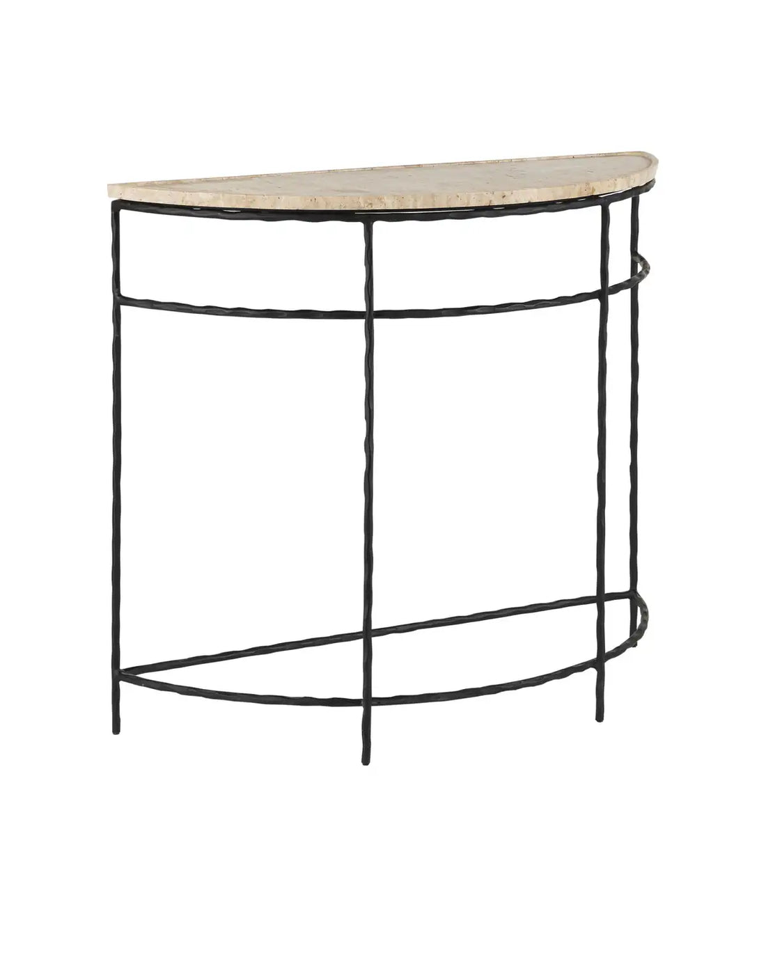 CURREY & COMPANY BOYLES TRAVERTINE DEMI-LUNE TABLE - Dining Tables