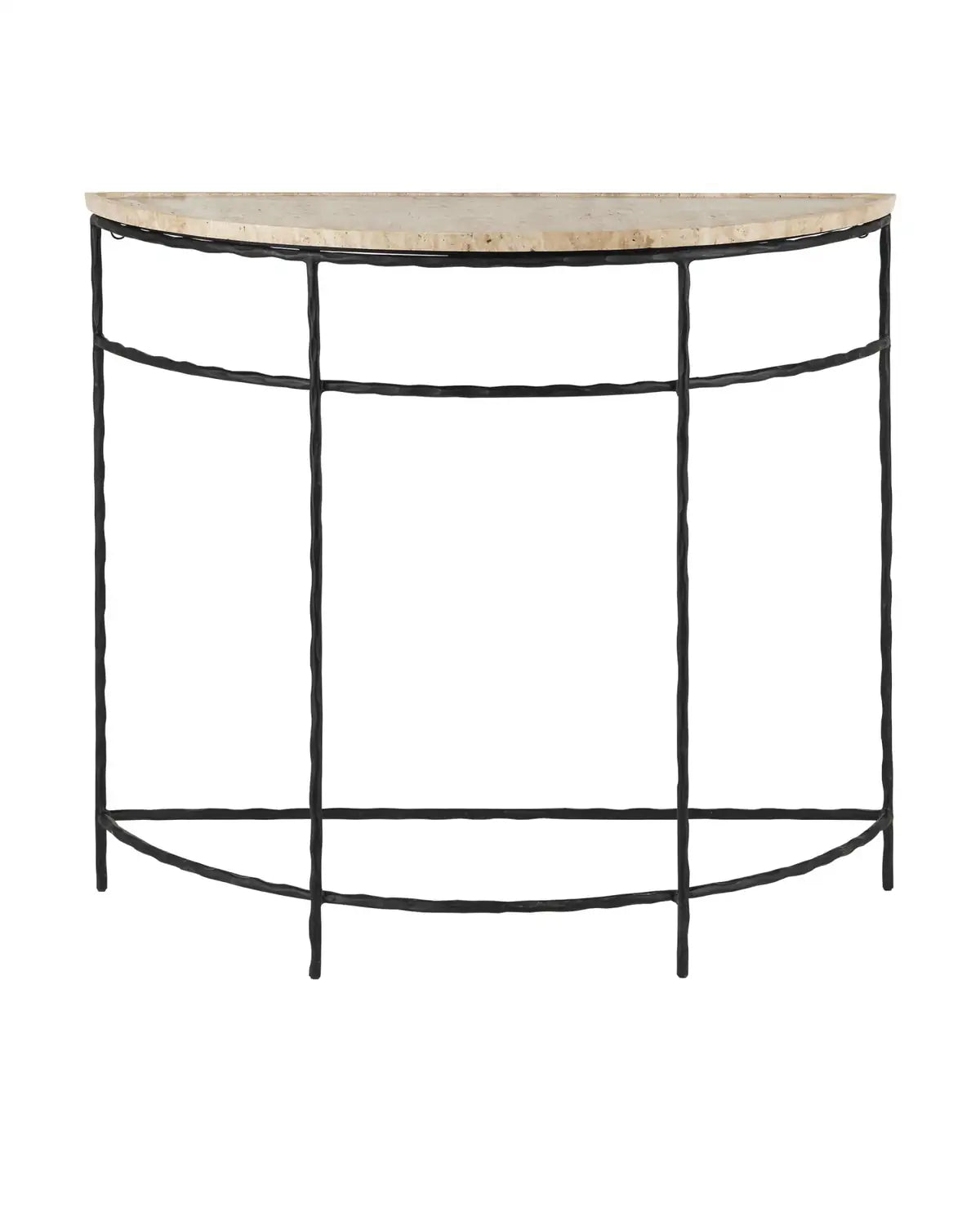 CURREY & COMPANY BOYLES TRAVERTINE DEMI-LUNE TABLE - Dining Tables