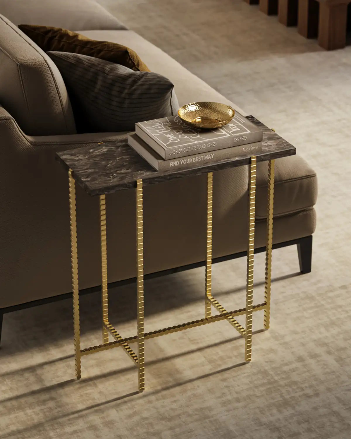 CURREY & COMPANY FLYING MARBLE SIDE TABLE - Dining Tables
