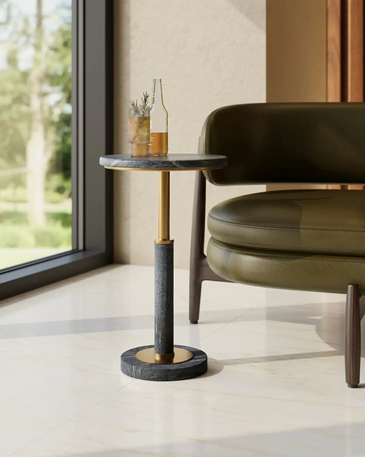 CURREY & COMPANY MILES MARBLE ACCENT TABLE - Dining Tables