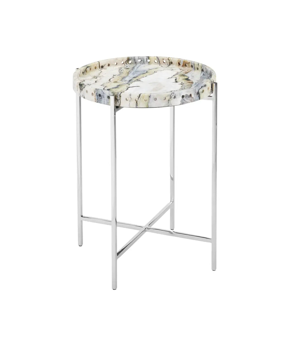 CURREY & COMPANY FREYA FLORAL JADE MARBLE ACCENT TABLE - Dining Tables