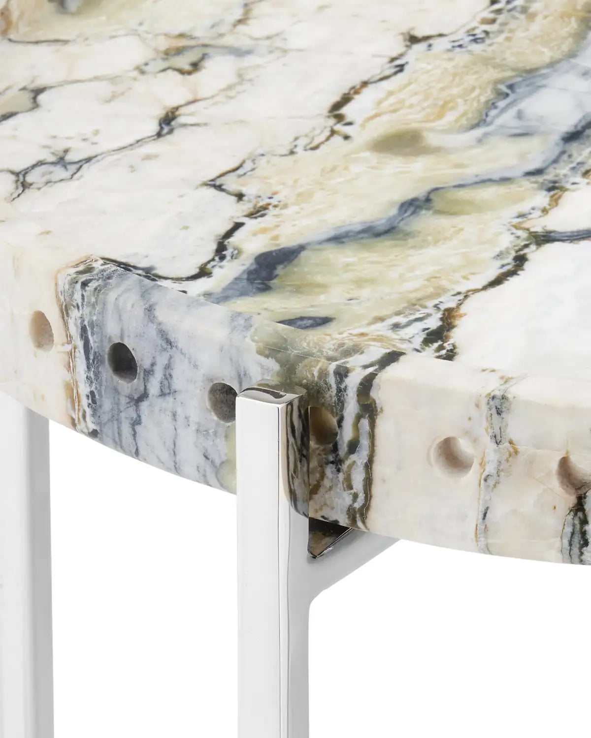 CURREY & COMPANY FREYA FLORAL JADE MARBLE ACCENT TABLE - Dining Tables
