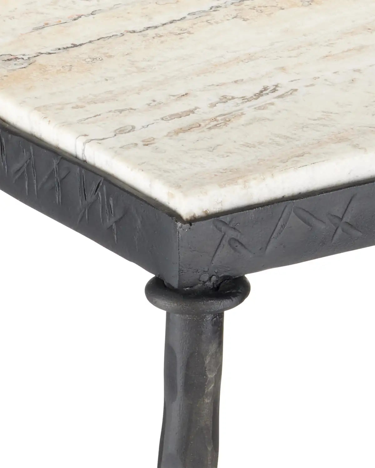 CURREY & COMPANY AGORA TRAVERTINE SIDE TABLE - Dining Tables