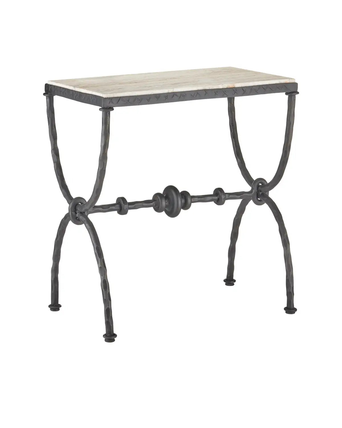 CURREY & COMPANY AGORA TRAVERTINE SIDE TABLE - Dining Tables
