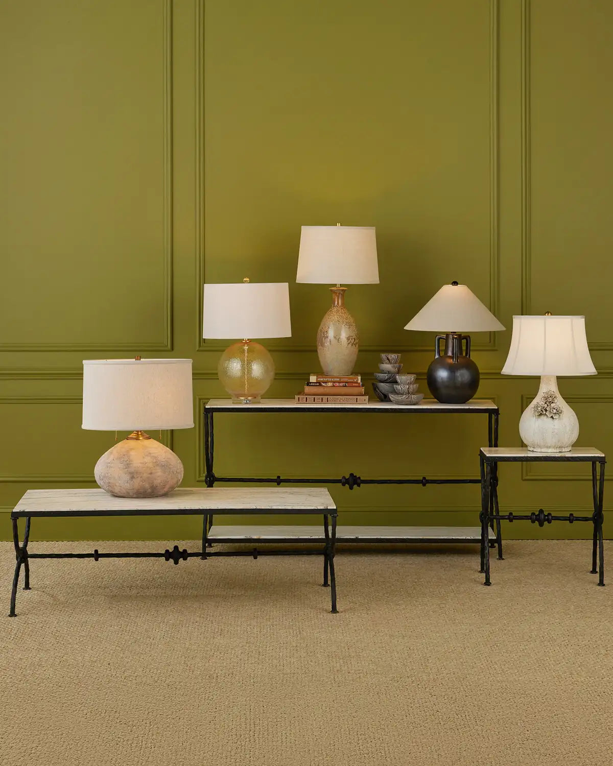 CURREY & COMPANY AGORA TRAVERTINE SIDE TABLE - Dining Tables
