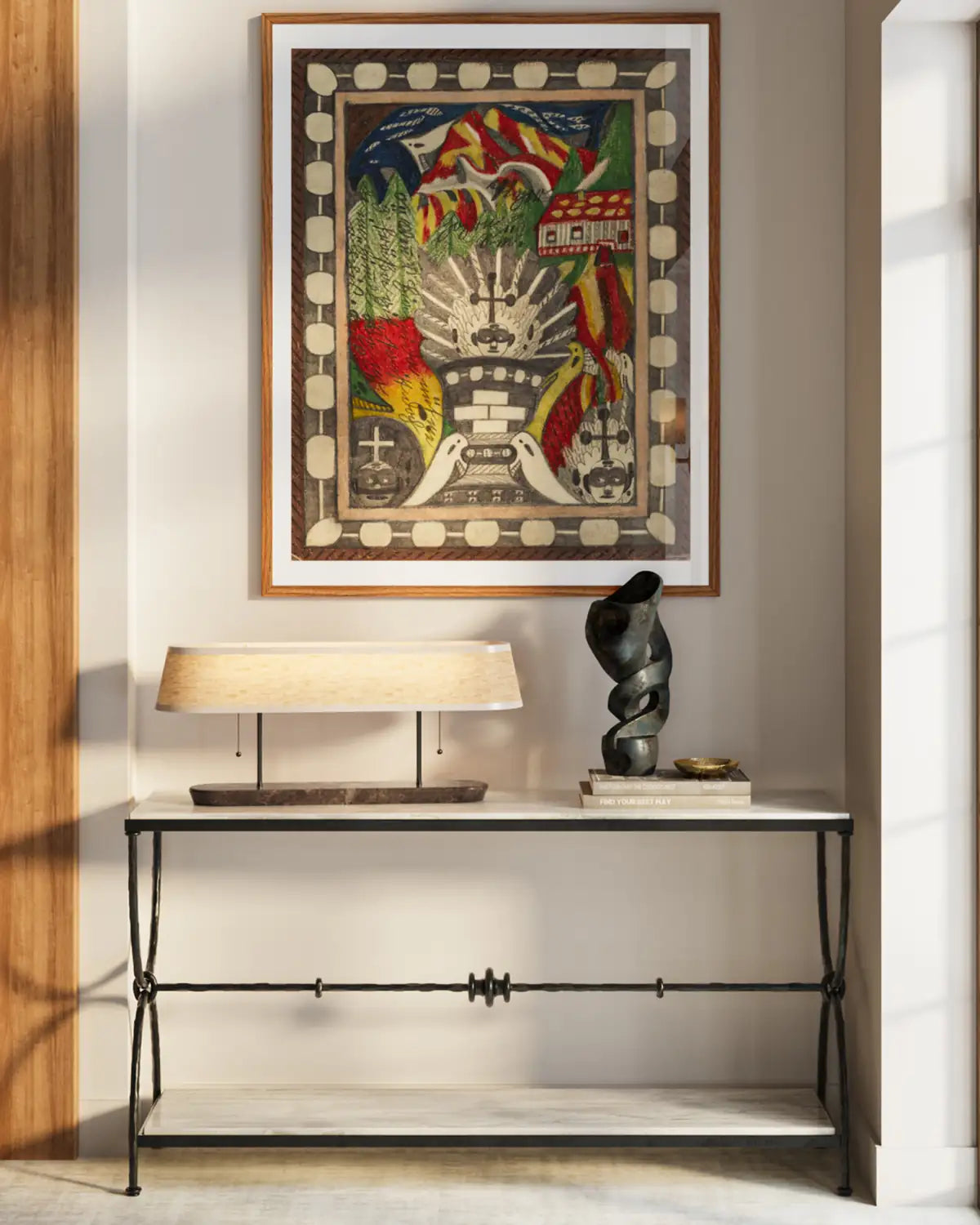 CURREY & COMPANY AGORA TRAVERTINE CONSOLE TABLE - Dining Tables