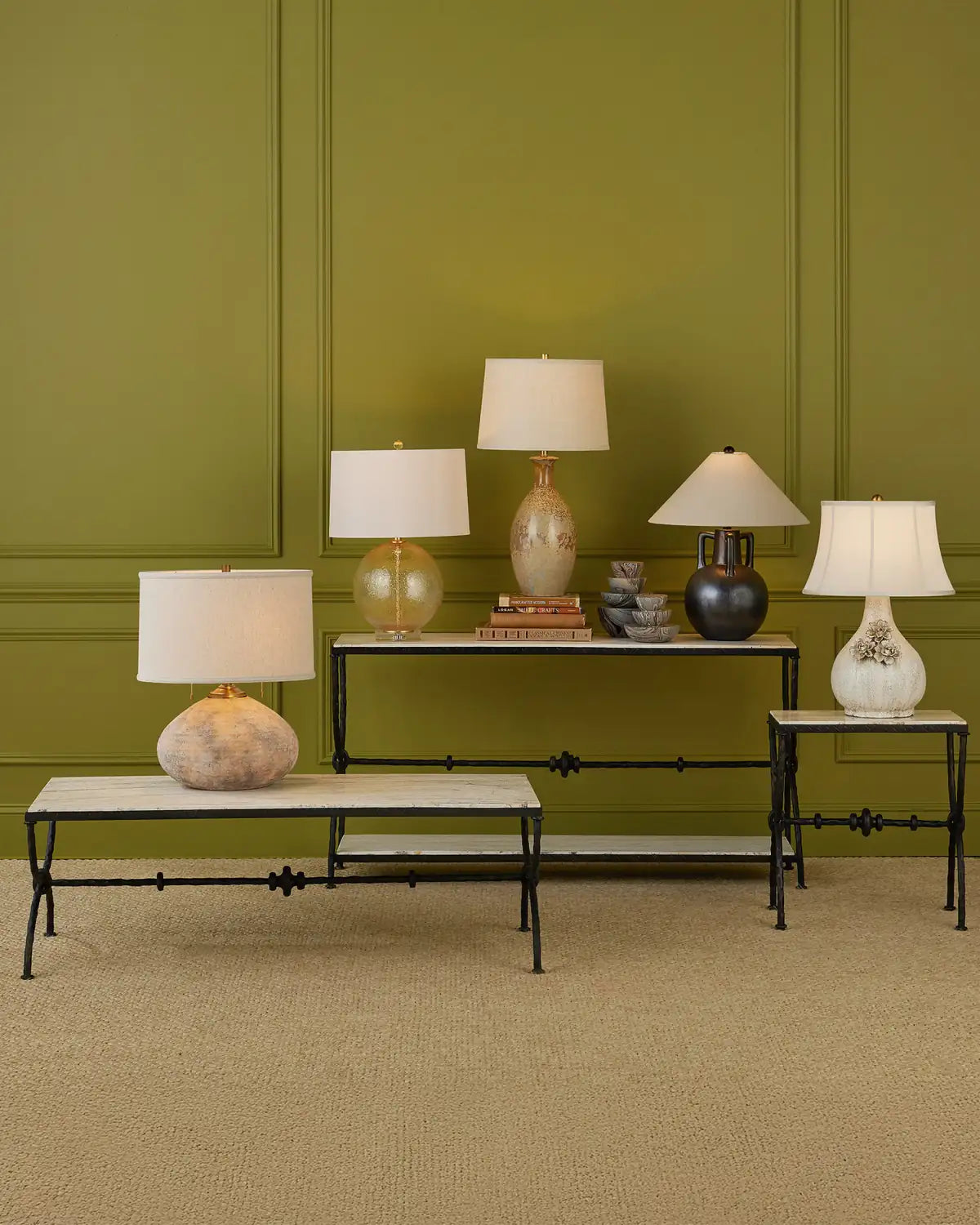 CURREY & COMPANY AGORA TRAVERTINE CONSOLE TABLE - Dining Tables