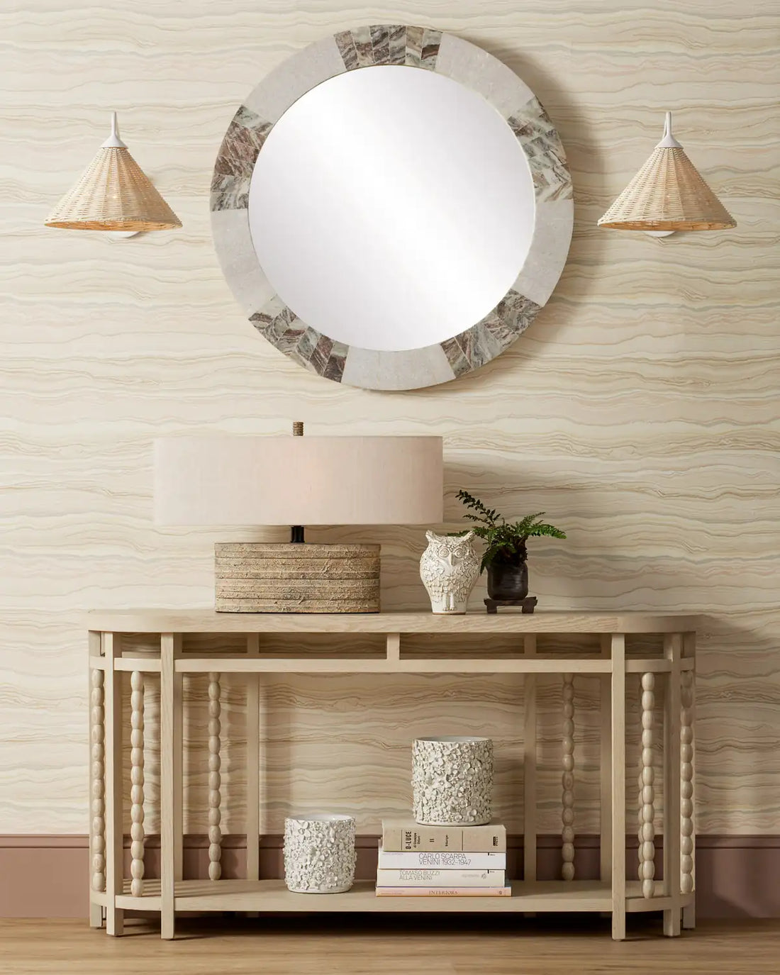 CURREY & COMPANY, BASKET SWING-ARM WALL SCONCE, WALL SCONCES