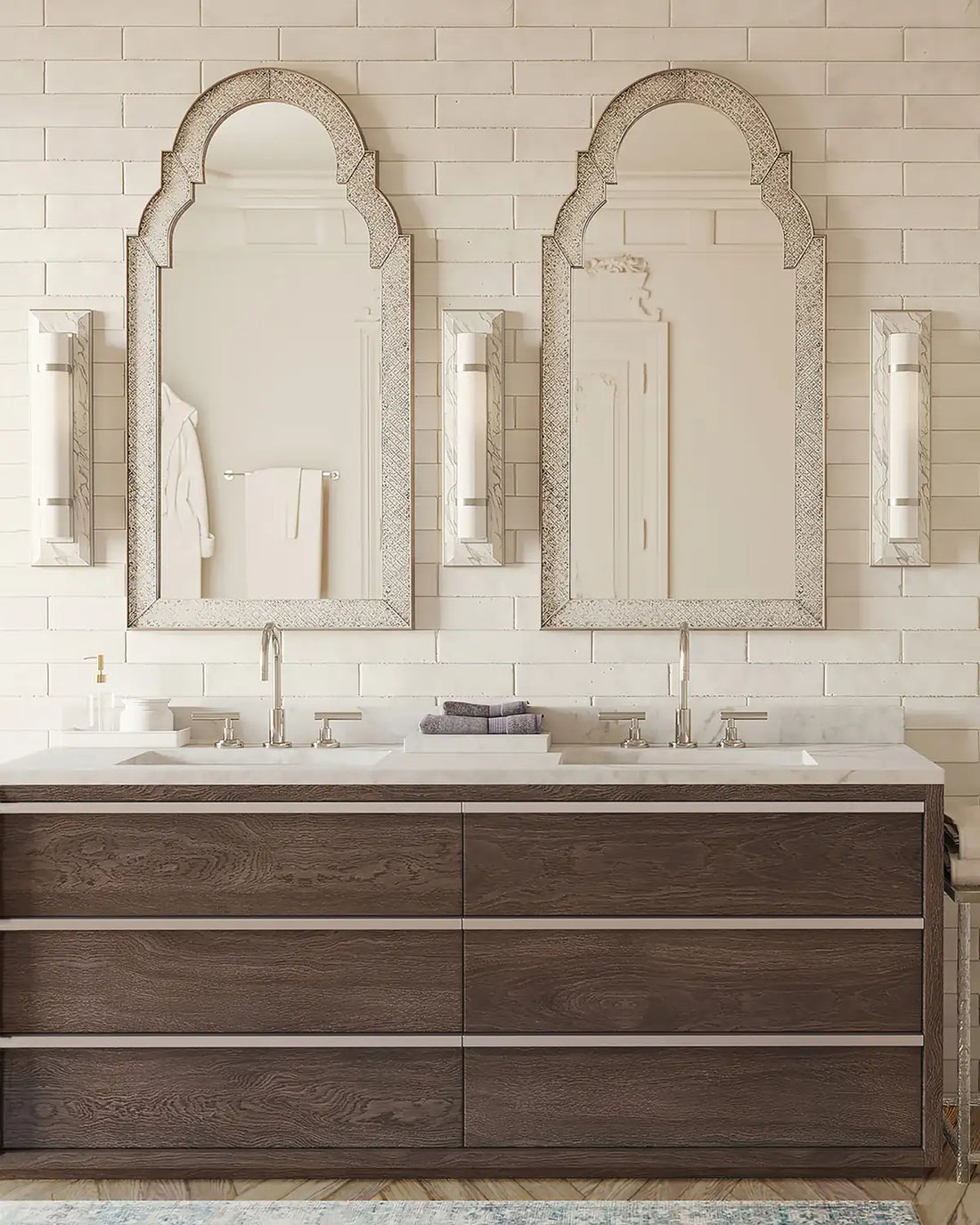 CURREY & COMPANY, BRUNEAU NICKEL WALL SCONCE, WALL SCONCES