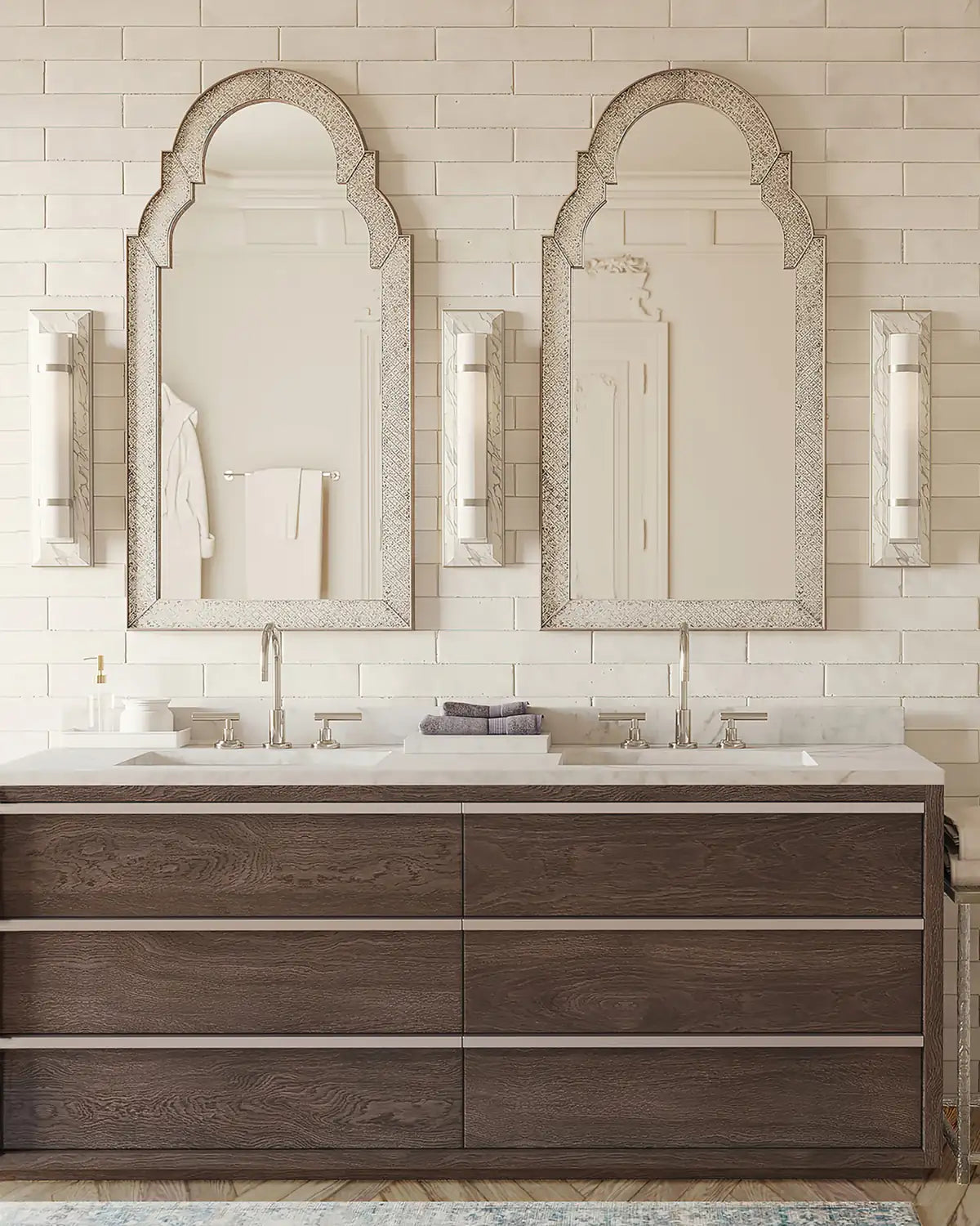 CURREY & COMPANY, BRUNEAU NICKEL WALL SCONCE, WALL SCONCES