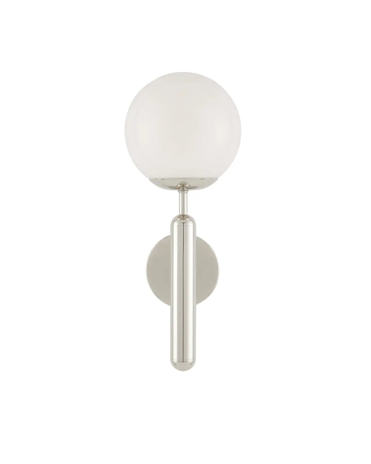 CURREY & COMPANY, BARBICAN SINGLE-LIGHT NICKEL WALL SCONCE, WALL SCONCES