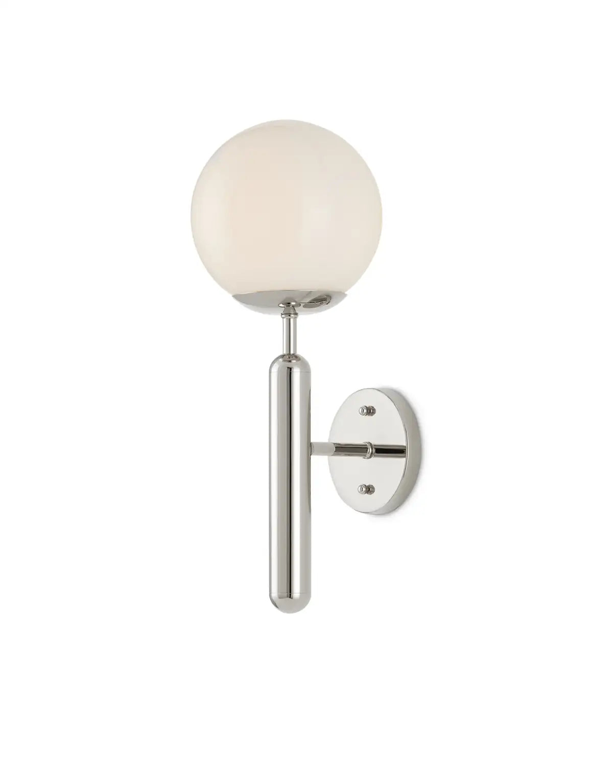 CURREY & COMPANY, BARBICAN SINGLE-LIGHT NICKEL WALL SCONCE, WALL SCONCES