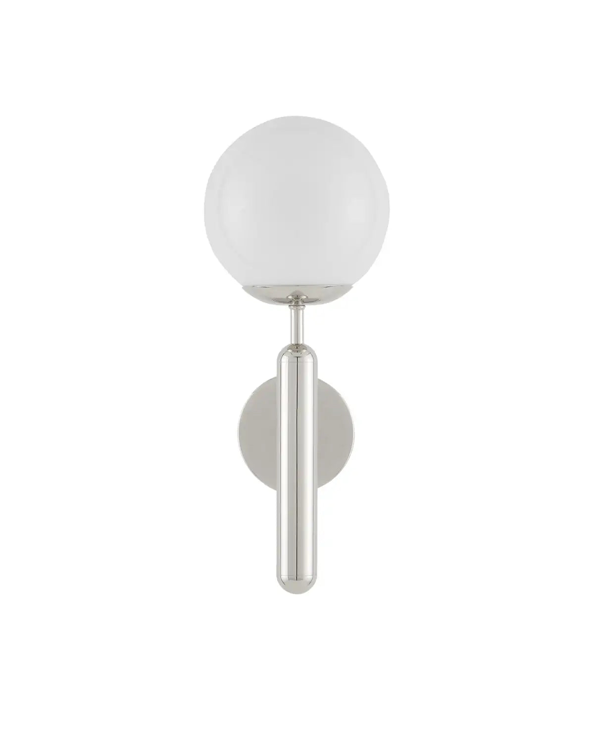 CURREY & COMPANY, BARBICAN SINGLE-LIGHT NICKEL WALL SCONCE, WALL SCONCES