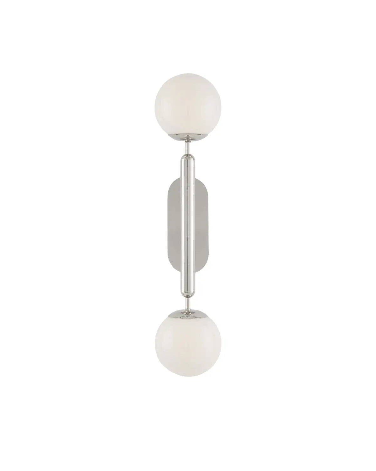 CURREY & COMPANY, BARBICAN DOUBLE-LIGHT NICKEL WALL SCONCE, WALL SCONCES