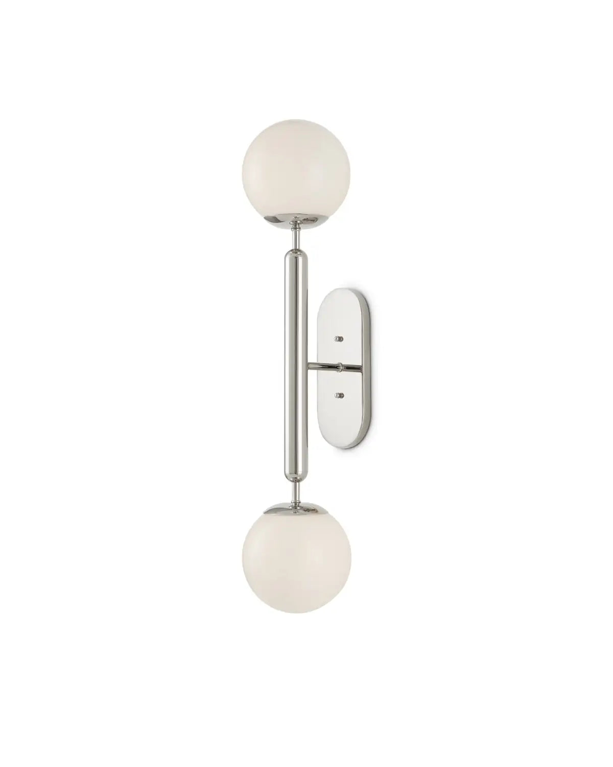 CURREY & COMPANY, BARBICAN DOUBLE-LIGHT NICKEL WALL SCONCE, WALL SCONCES