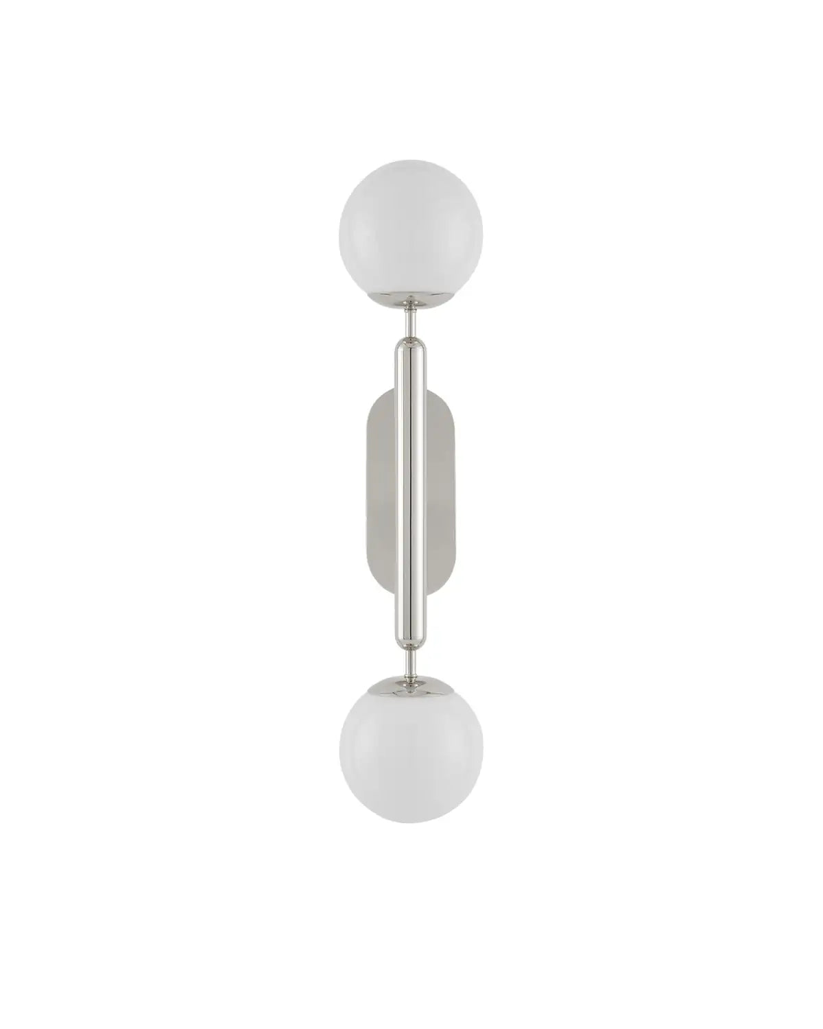 CURREY & COMPANY, BARBICAN DOUBLE-LIGHT NICKEL WALL SCONCE, WALL SCONCES