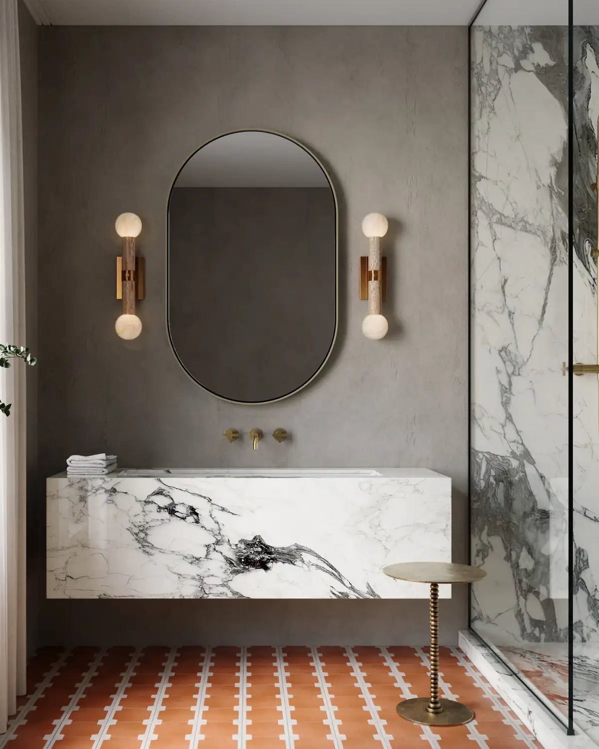 CURREY & COMPANY, BEATRIX BEIGE BATH WALL SCONCE, WALL SCONCES