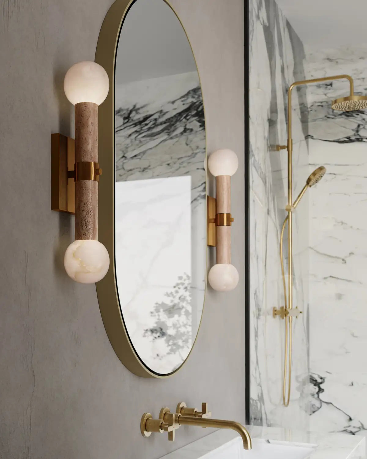 CURREY & COMPANY, BEATRIX BEIGE BATH WALL SCONCE, WALL SCONCES