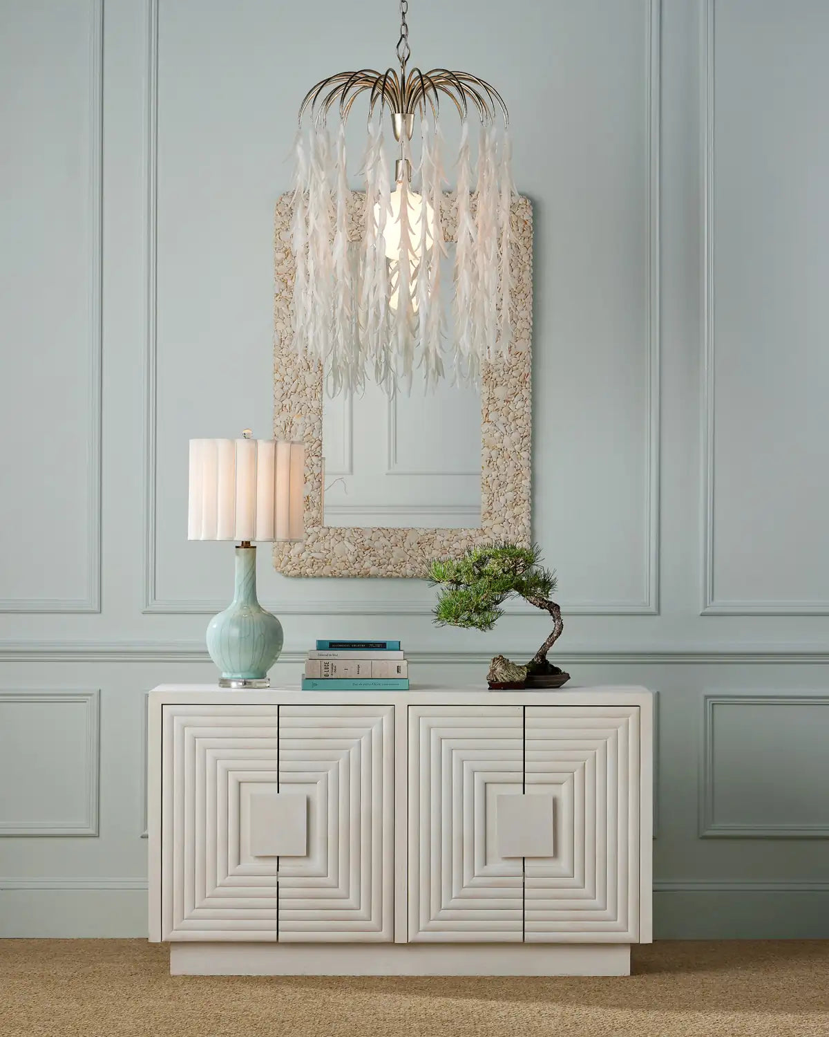 CURREY & COMPANY CELADON CRACKLE TABLE LAMP - Table